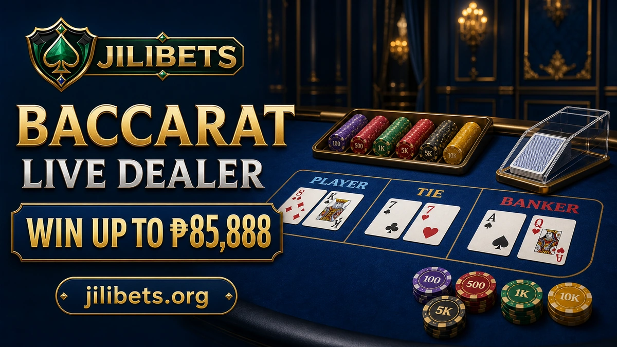 JILIBET casino live table lobby with baccarat, roulette and blackjack choices